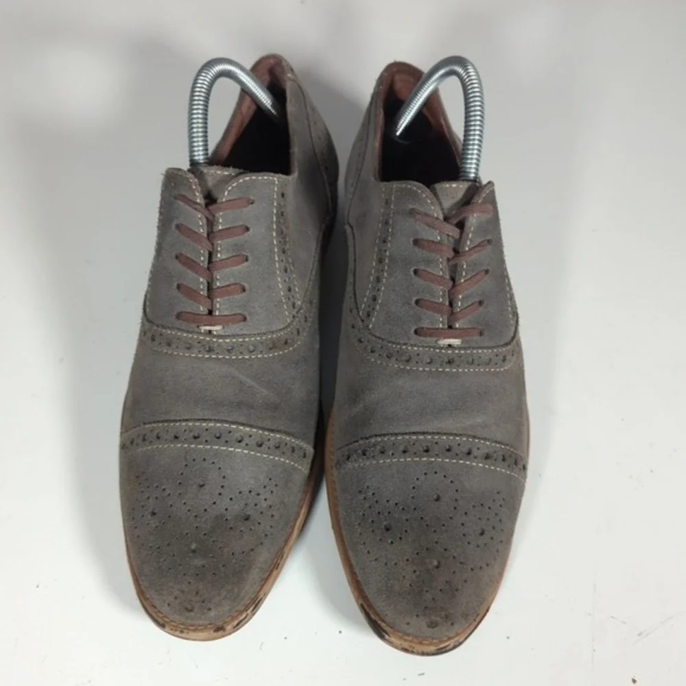 Aston Grey Crocket Oxford Suede‎ Dress Shoes Gray Cap Toe Lace Up Men's Sz 8